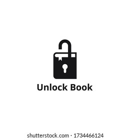 unlock book logo template illustration negative space