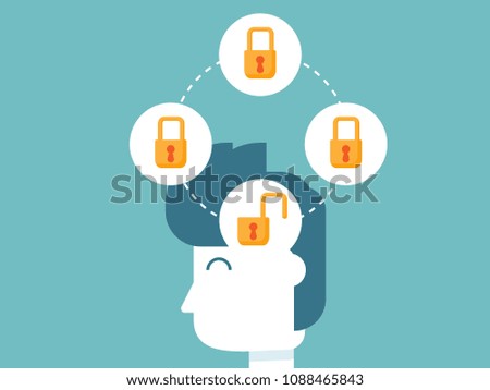 unlock brain and mind, possitive thinking vector background