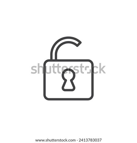 Unlock Button line icon. Open lock linear style sign for mobile concept and web design. Unlocked padlock outline vector icon. Symbol, logo illustration. Vector graphics