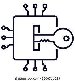 Desbloquea el diseño de iconos de chip. Representa Desbloqueo, Chip, Acceso, Seguridad De Datos. Icono de Vector.