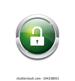 Unlock Circular Green Vector Web Button Icon