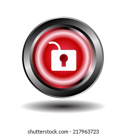 Unlock Circular Red Vector Web Button IconÃ?Â 