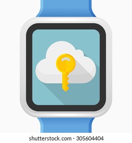 Unlock cloud icon, vector illustration. Flat design style with long shadow,eps10