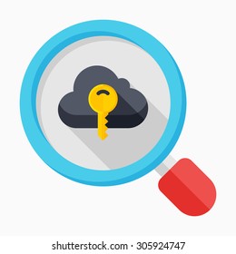 Unlock cloud icon, vector illustration. Flat design style with long shadow,eps10