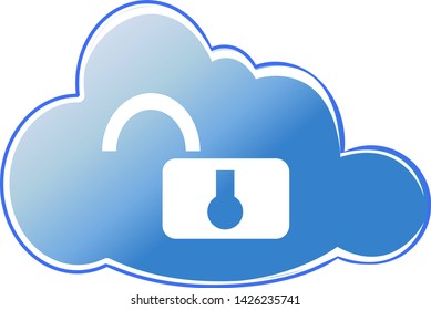 Unlock Cloud storage data. Vector icon.