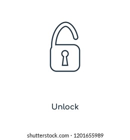 Unlock concept line icon. Linear Unlock concept outline symbol design. This simple element illustration can be used for web and mobile UI/UX.