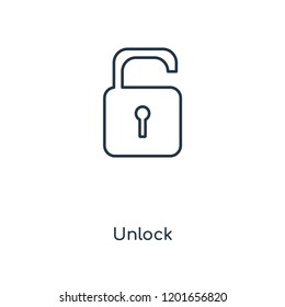 Unlock concept line icon. Linear Unlock concept outline symbol design. This simple element illustration can be used for web and mobile UI/UX.