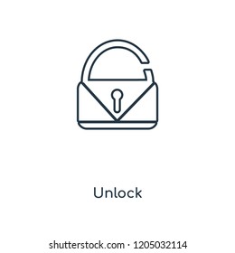 Unlock concept line icon. Linear Unlock concept outline symbol design. This simple element illustration can be used for web and mobile UI/UX.