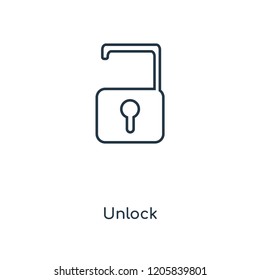 Unlock concept line icon. Linear Unlock concept outline symbol design. This simple element illustration can be used for web and mobile UI/UX.