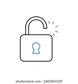 unlock concept line icon. Simple element illustration. unlock concept outline symbol design.