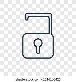 Unlock concept vector linear icon isolated on transparent background, Unlock concept transparency concept in outline style