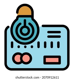 Unlock credit card icon. Outline unlock credit card vector icon color flat isolated