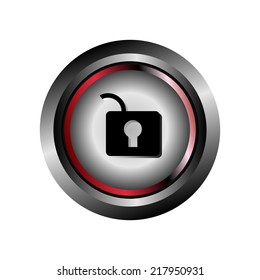 Unlock Cristal Glossy Button vector