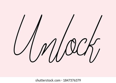 Unlock Cursive Typography Black Color Text On Light Pink Background  