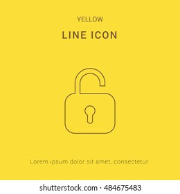 Unlock Cute yellow thin line icon / logo Design