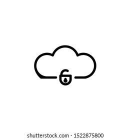 Unlock data cloud icon. Outline unlock data cloud vector icon for web design isolated on white background