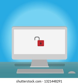 unlock data file on computer. social media online internet concept
