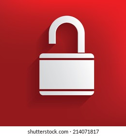 Unlock design on red background,clean vector