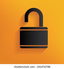 Unlock design on yellow background, clean vector