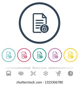 Unlock document flat color icons in round outlines. 6 bonus icons included.