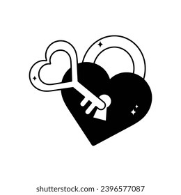 Desbloquear el eslabón del vector del doodle Sticker. archivo EPS 10
