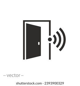 unlock door and open icon, smart door, flat web symbol on white background - vector illustration