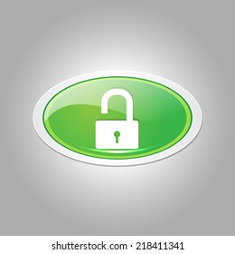 Unlock Elliptical Green Vector Web Button Icon