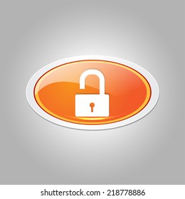Unlock Elliptical Orange Vector Web Button Icon