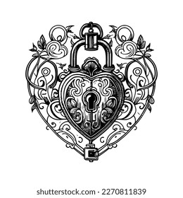 Unlock the emotions of love and vulnerability with this intricate design of a locked heart, capturing the essence of guarded feelings