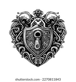 Unlock the emotions of love and vulnerability with this intricate design of a locked heart, capturing the essence of guarded feelings