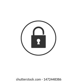 Unlock, Encryption icon. Vector illustration, flat design.