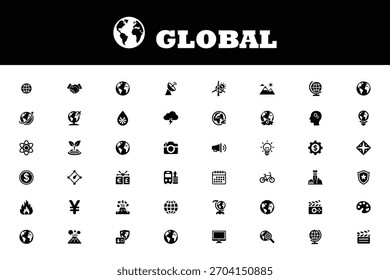 Unlock endless design possibilities with this icon collection representing diverse global themes. Perfect for illustrating concepts in presentations, websites, and apps.