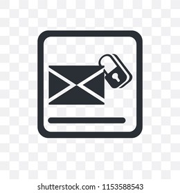 Unlock Envelope vector icon isolated on transparent background, Unlock Envelope logo concept