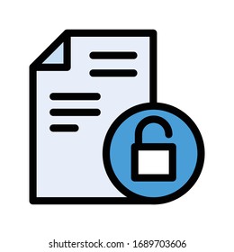 unlock file vector flat color icon 