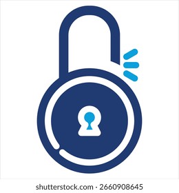 Unlock Flat Blue Icon Vector Illustration
