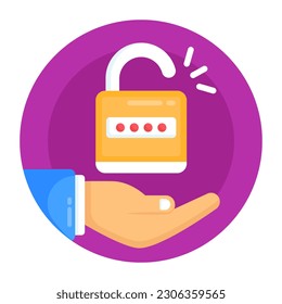 Unlock flat rounded icon is editable and customized 