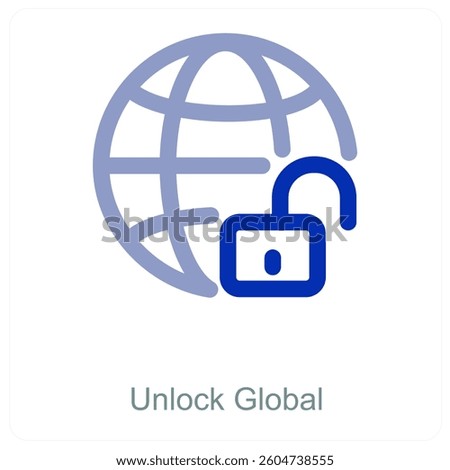 Unlock Global and globe icon concept