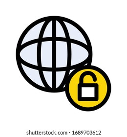 unlock global vector flat color icon 