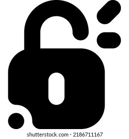 Unlock Glyph style icon vector design and illustration template