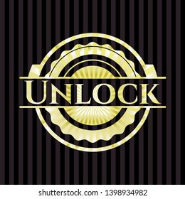 Unlock gold emblem or badge. Vector Illustration. Detailed.