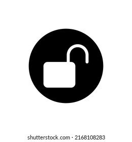 Unlock icon in black round