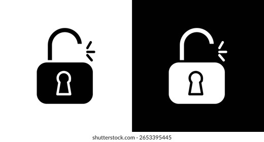 Unlock icon black silhouette for web, and mobile app