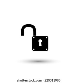 unlock icon - black vector illustration