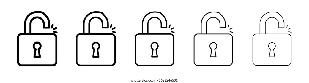 Unlock icon in black. Vector illustration for graphic design