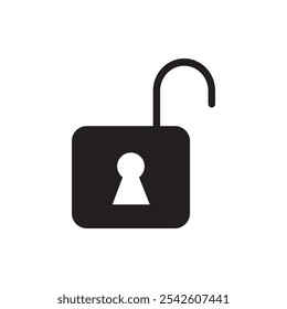 Icono de desbloqueo signo de Vector en blanco y negro