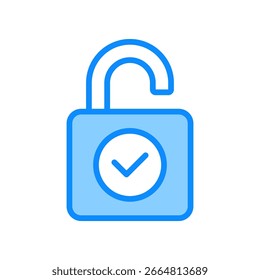 Unlock Icon Blue Color Vector Illustration