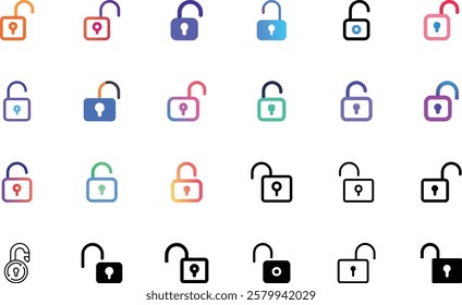 Unlock icon design set on white