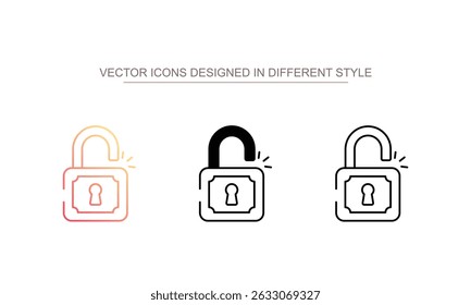 Unlock icon design with white background stock illustration