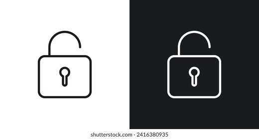 Desbloquear icono diseñado en un estilo de línea sobre fondo blanco.