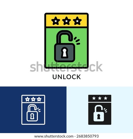 Unlock Icon Filled With Multiple Background